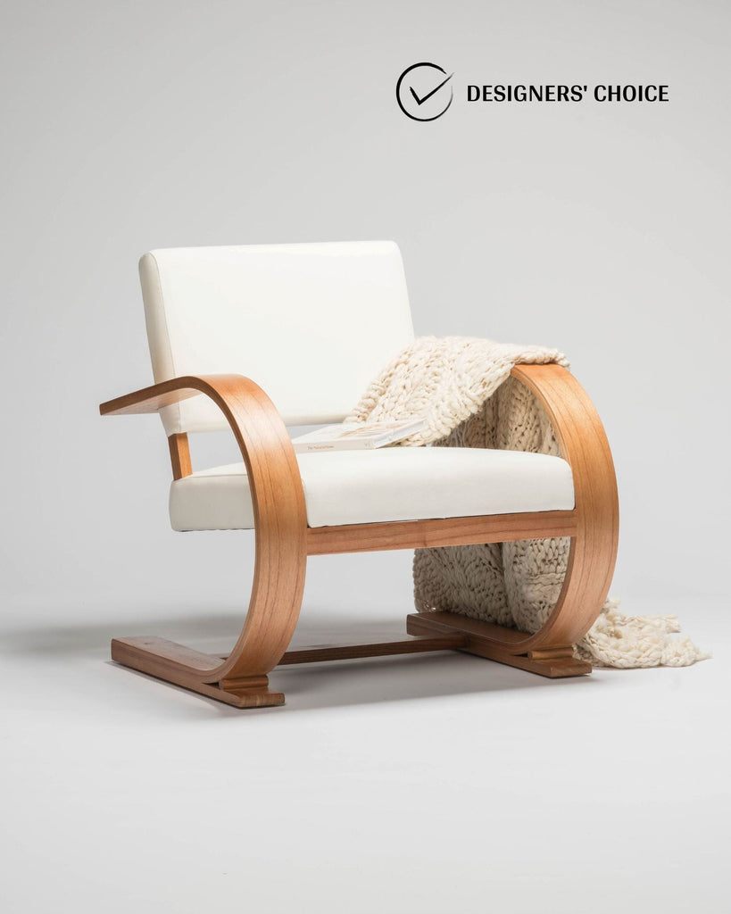 French Modernist Armchair | Soft White Armchair Larkwood Furniture Soft White | Natural Single (IN STOCK) 