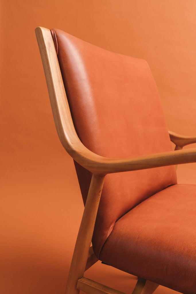 Casa-Blanca Armchair | Terracota Full-Grain Leather Armchair Larkwood Furniture 